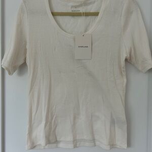 Everlane Cream Fitted Short Sleeve Tee